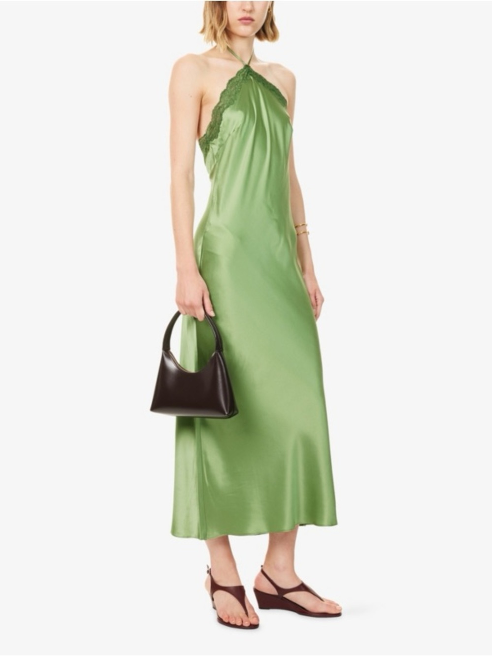 Reformation The Aara Silk Dress in Jade green size XS, NWT